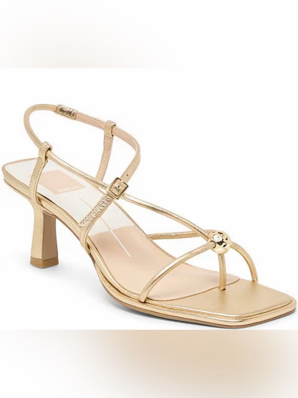 New Dolce Vita Mylee Leather Strappy Metallic Hardware Dress Sandals